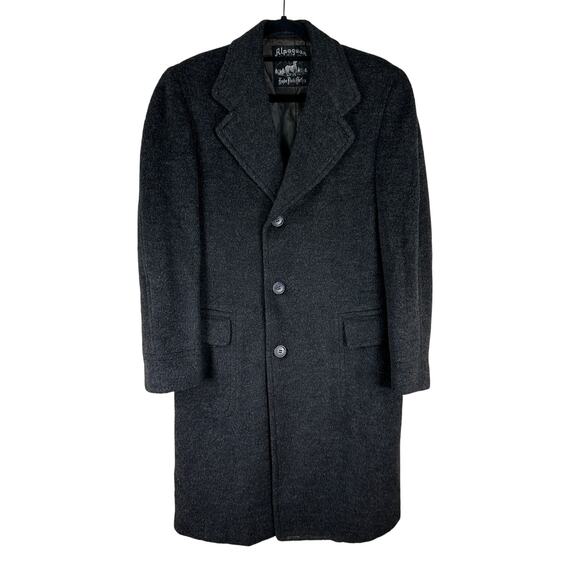 Vintage Hyde Park Clothes Alpaca Blend Wool Overcoat Gray 43L USA Union Made - Picture 1 of 9